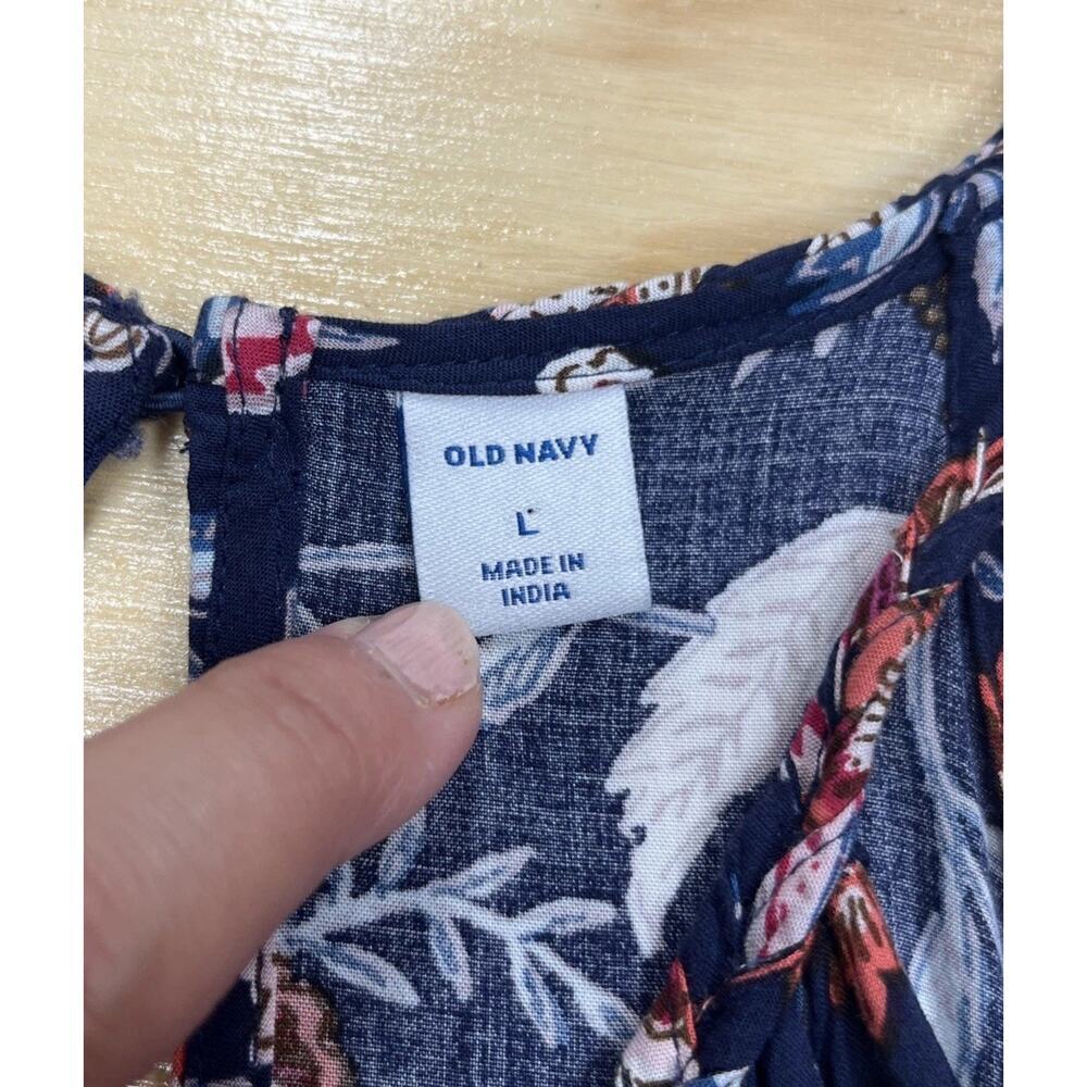 Old Navy Floral Halter Maxi Dress Womens Large Blue Vacation Resort Beach - Picture 3 of 15